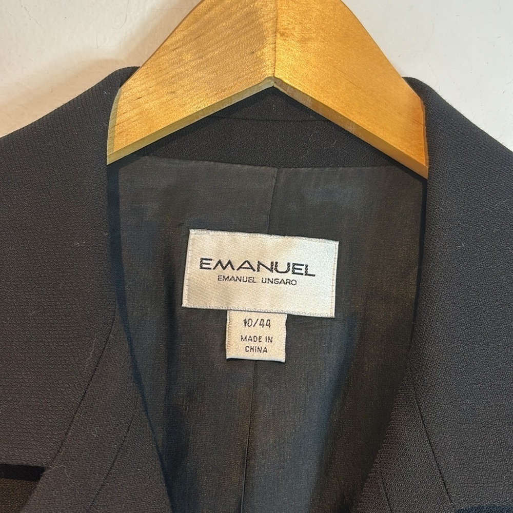 Vintage 90’s Emanuel Ungaro 100% wool black women’s blazer size 10 - Picture 6 of 11